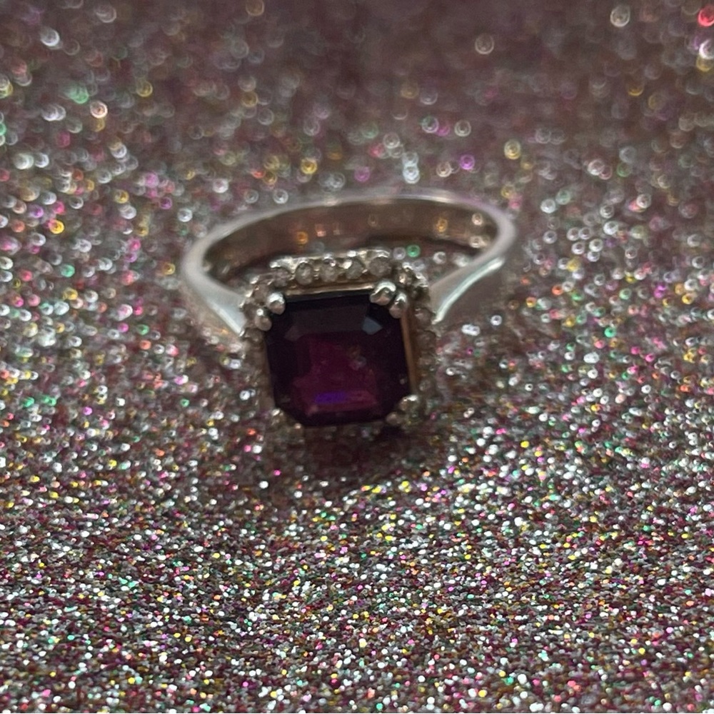 Sterling silver ring with red stone